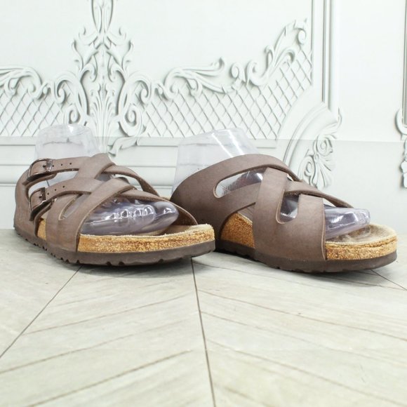 Birkenstock Yao Womens Brown Leather Buckle Slide Flat Sandals Size 9 - Picture 3 of 10